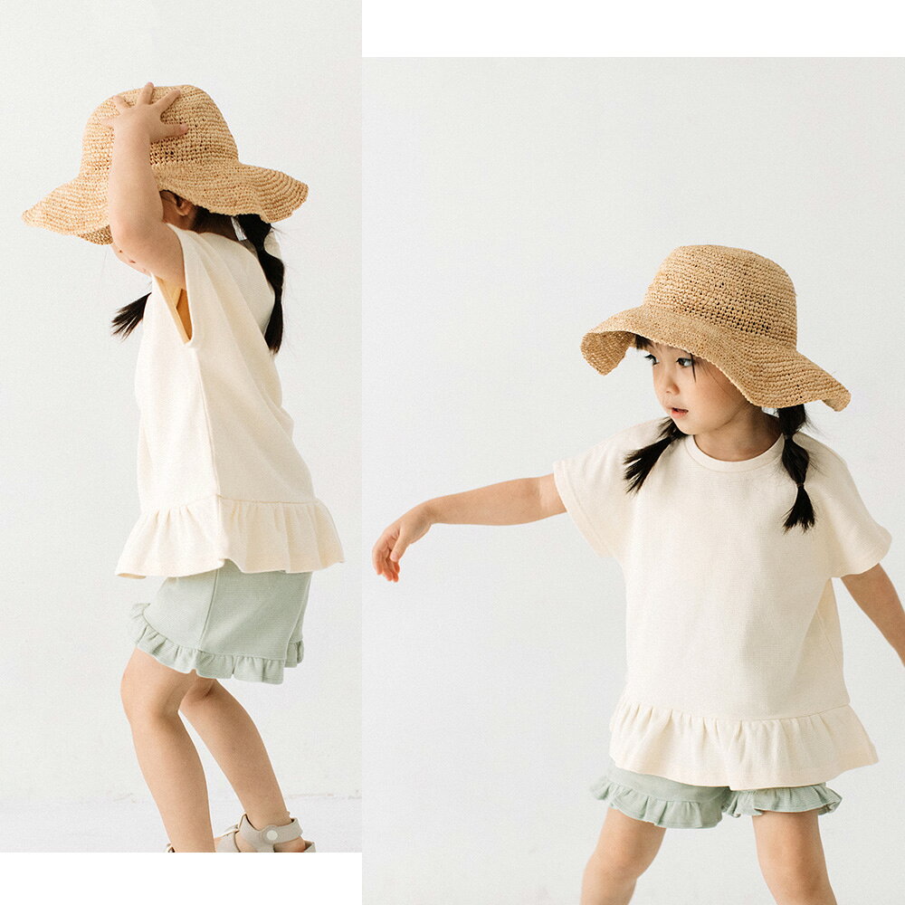 【SALE】[t.] ワッフル ペプラム 半袖 Tシャツ ベビー キッズ 子供服 男の子 女の...