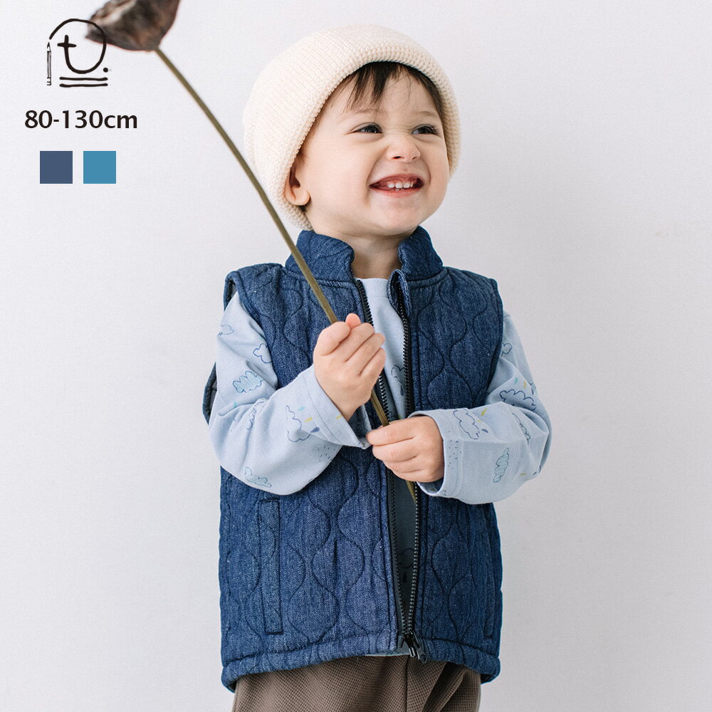 [t.] デニム キルト ベスト ベビー キッズ 子供服 男の子 女の子 80cm 90cm 100cm 110cm 120cm 130cmのサムネイル