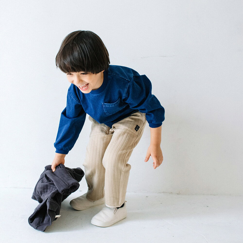 【SALE】[t.] デニム ニット トップス ベビー キッズ 子供服 長袖 Tシャツ トレー...