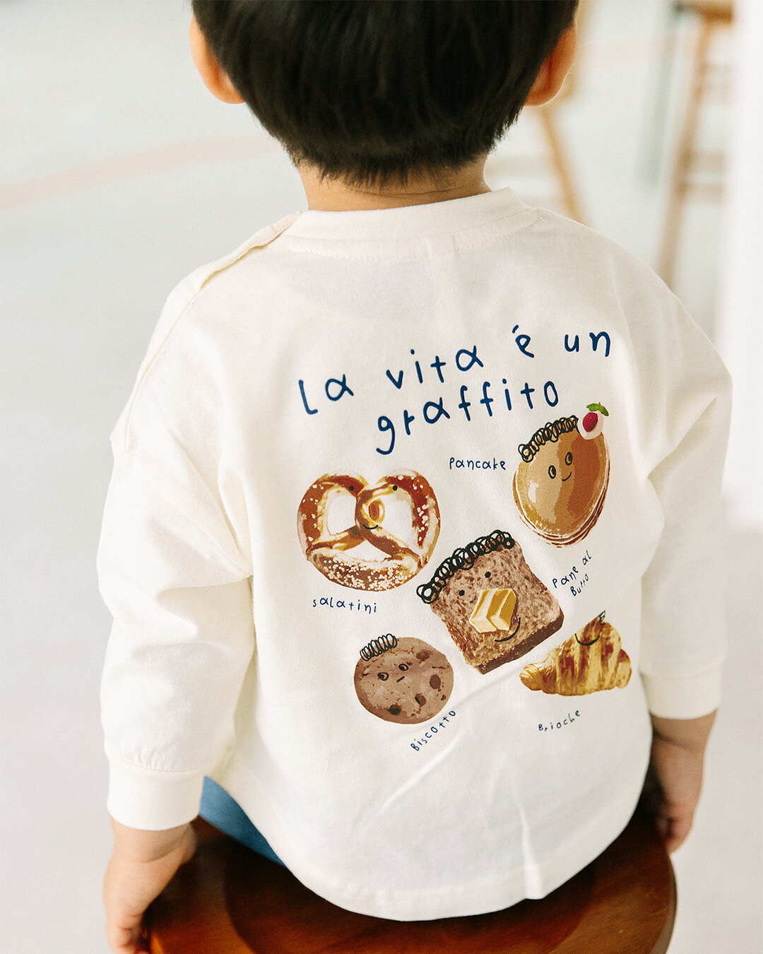 【再入荷】[t.] 前後 プリント たべもの 長袖 Tシャツ ベビー キッズ 子供服 トッ...