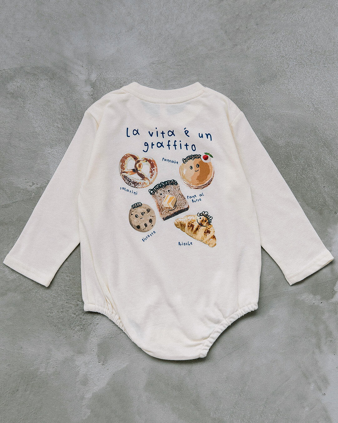 【SALE】[t.] たべもの 前後 プリント 長袖 ロンパース ベビー 赤ちゃん ベビー服 ...
