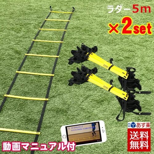 SPORTS科学 2個セット【動画マニュアル付】連結可能 ラダー トレーニング 5m プレート9枚 瞬速ラダー トレーニングラダー ラダー サッカー【5m 9段】のサムネイル
