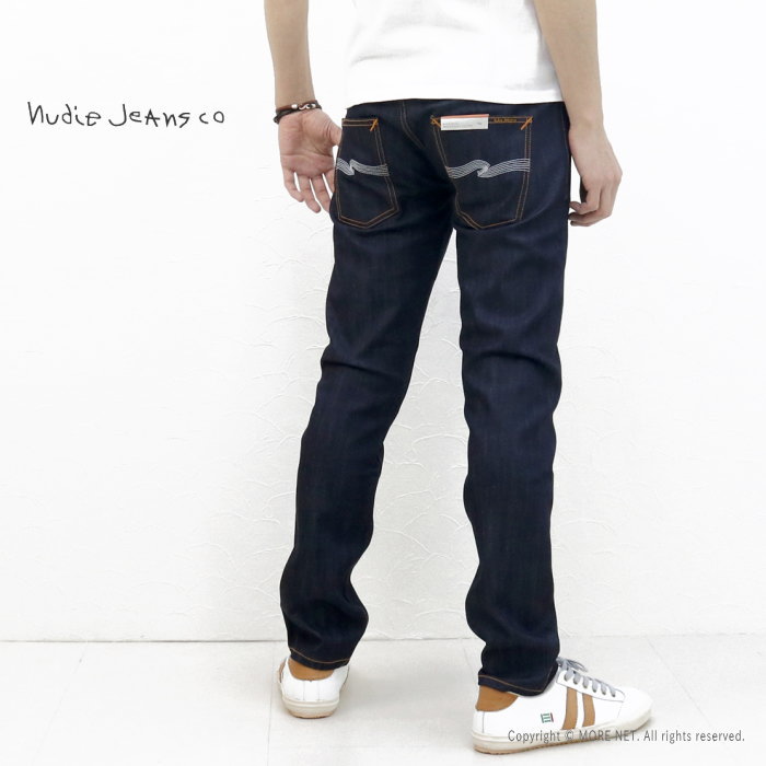 ヌーディージーンズ NUDIE JEANS スリムフィット THIN FINN(シンフィン) L30 [DRY ECRU EMBO(559)] メンズ イタリア製 ホワイトNステッチ