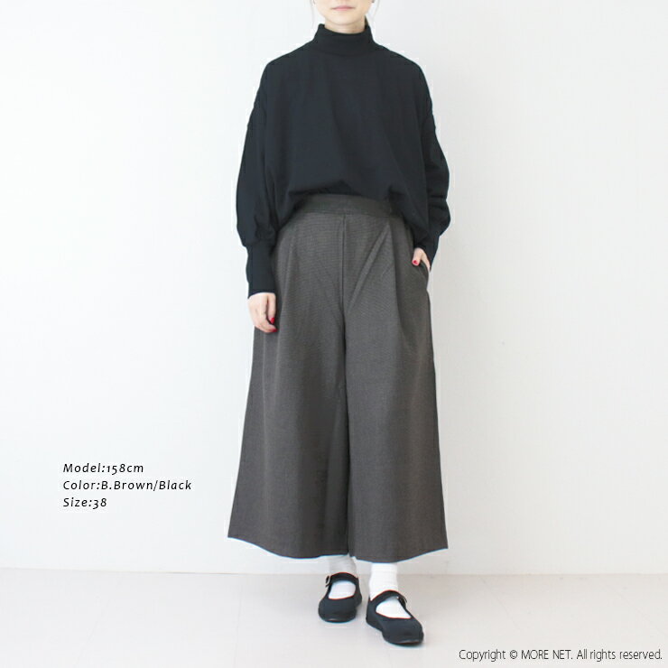 [40%OFF] イナ ina ウエストゴムフレアパンツ 253651 日本製 ワイド ガウチョ 千鳥...