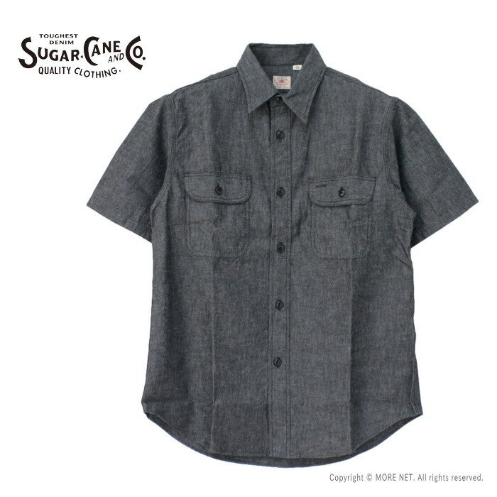 SUGAR CANE 半袖シャツ Lサイズ グレー/ブラック sc39307_1.jpg