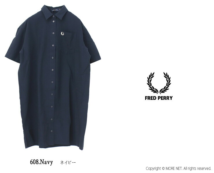 フレッドペリー FRED PERRY シアサッカーシャツドレス D9175 トップス ワンピース ミディ丈 無地 ワンポイント レディース 2025春夏
