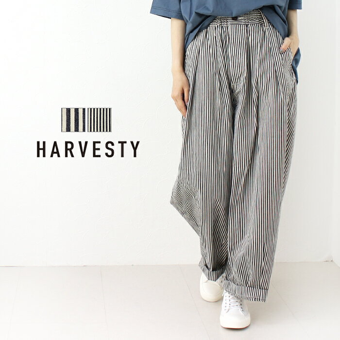 楽天モアネット casual selectハーベスティ HARVESTY ノンフェイドストライプサーカスパンツ A12108 総柄 ワイド ゆったり 日本製 レディース 男女兼用 2024春夏