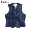 シュガーケーン SUGAR CANE 9ozウォバッシュストライプ ワークベスト SC12654 メンズ 日本製 2025春夏