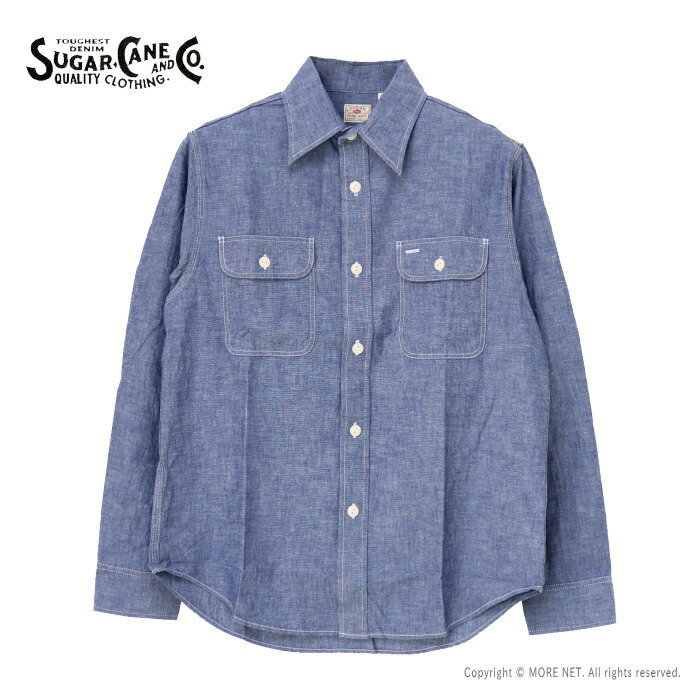 シュガーケーン SUGAR CANE ブルーシャンブレーワークシャツ SC27850 メンズ 日本製 長袖 2024春夏