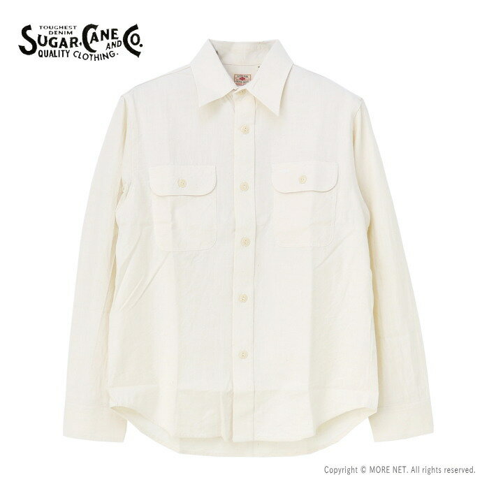 シュガーケーン SUGAR CANE ホワイトシャンブレーワークシャツ SC27851 メンズ 日本製 長袖 2024春夏