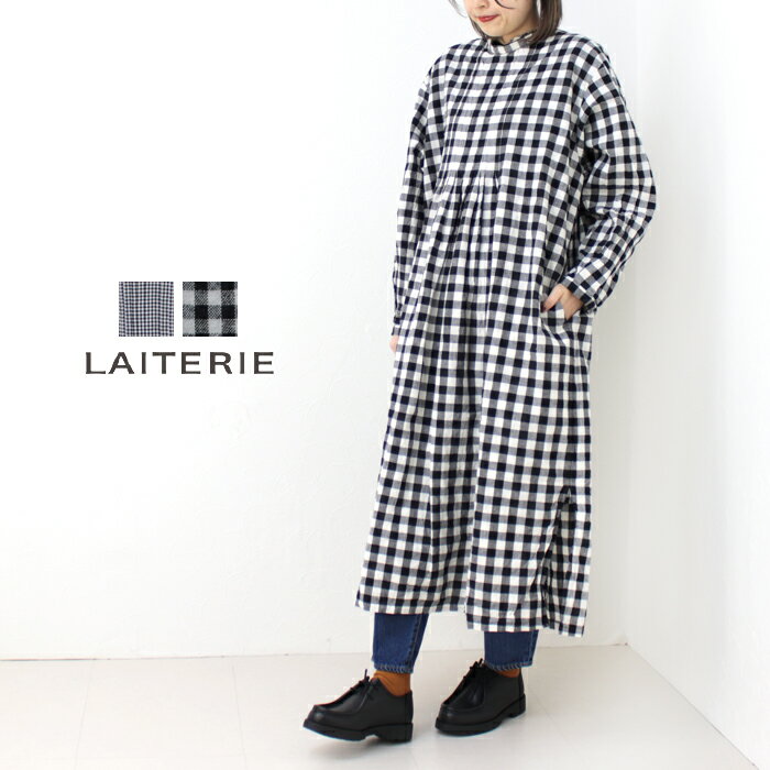 ★★レイトリー LAITERIE コットンリネンギンガムチェックワンピース LB23425 2024春夏 日本製 レディース ロング丈