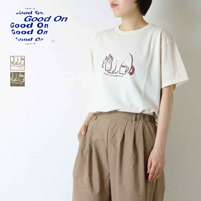 Rakuten - グッドオン Good On 半袖プリントクルーネックTシャツ Daily With Cat OLSS1334P 日本製 イラスト 猫 レディース 2026春夏