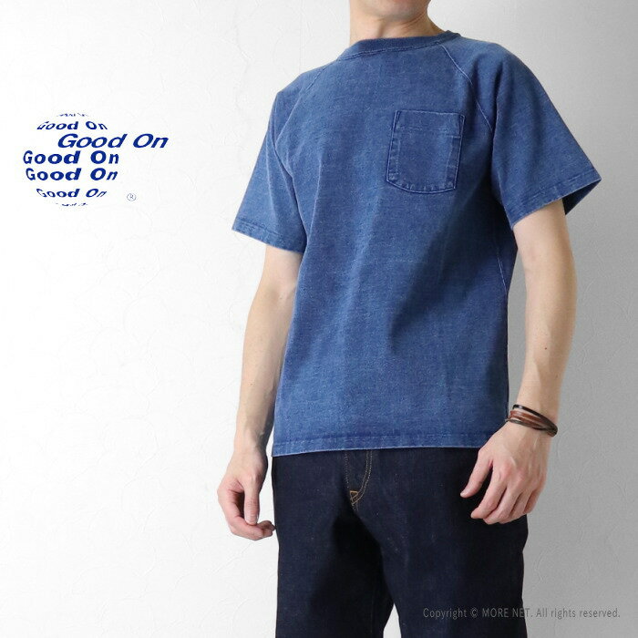 Rakuten - グッドオン Good On インディゴシェイブ ヘビージャージー ラグラン半袖ポケットTシャツ GOST1101IS メンズ レディース 日本製 肉厚 無地系 2026春夏