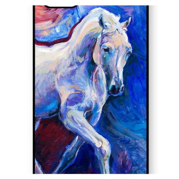 【送料無料】 スマホケース 白馬 ウマ 絵画 油絵デザイン アートケース 保護フィルム付 iPhone Galaxy iPod iPad Xperia Nexus LG HTC OPPO スマートフォン カバー 【受注生産】