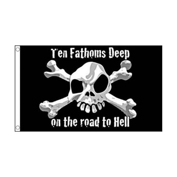 【送料無料】 国旗 海賊旗 スカル 骸骨 地獄への道 150cm × 90cm 特大 フラッグ 【受注生産】