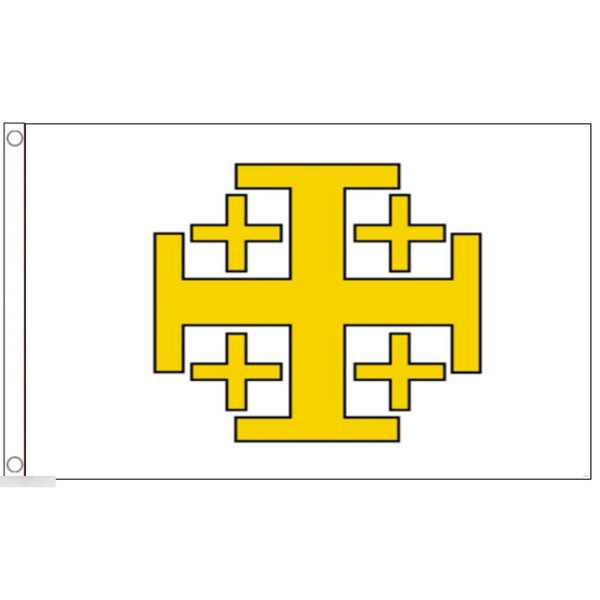 【送料無料】 国旗 エルサレム王国 クロス 十字架 十字軍 150cm × 90cm 特大 フラッグ 【受注生産】