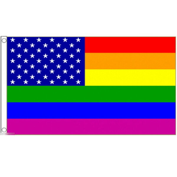【送料無料】 国旗 アメリカ合衆国 星条旗 USA 虹色 レインボーカラー キュート 150cm × 90cm 特大 フラッグ 【受注生産】