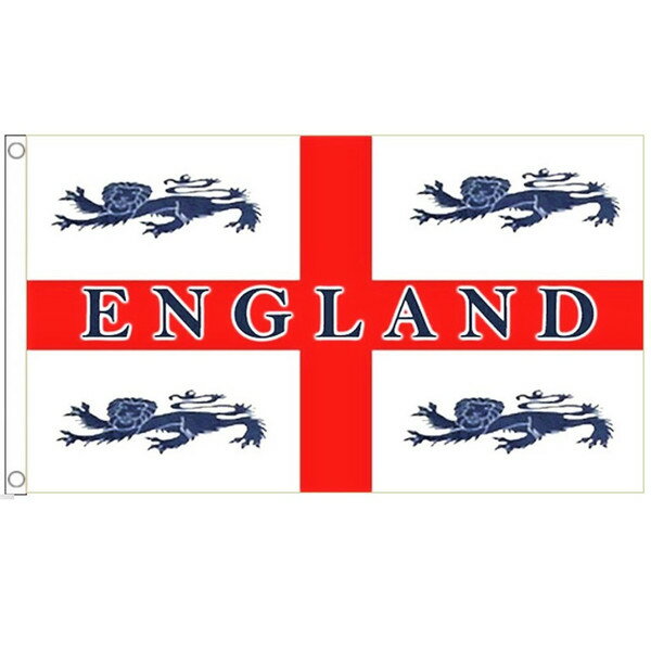 【送料無料】 国旗 イングランド 4頭 ライオン イギリス 英国 サッカー 150cm × 90cm 特大 フラッグ 【受注生産】