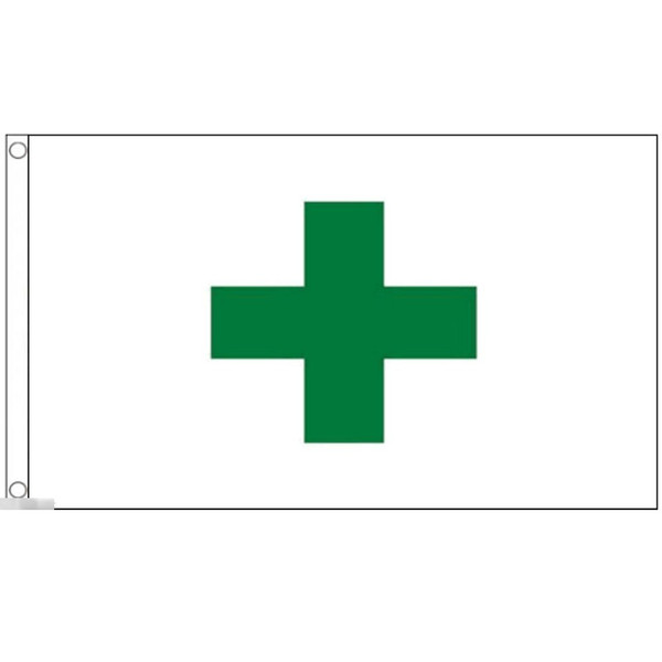 【送料無料】 国旗 緑 十字 グリーン クロス 健康 安全 のぼり旗 150cm × 90cm 特大 フラッグ 【受注生産】
