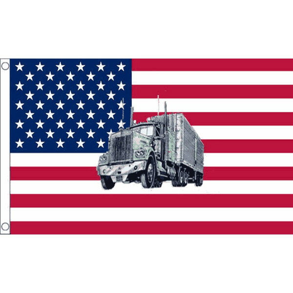 【送料無料】 国旗 アメリカ合衆国 星条旗 USA トラック 野郎 貨物自動車 150cm × 90cm 特大 フラッグ 【受注生産】