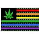 【送料無料】 国旗 マリファナ 大麻 アメリカ USA 星条旗 虹 レインボーフラッグ 150cm × 90cm 特大 フラッグ 【受注生産】