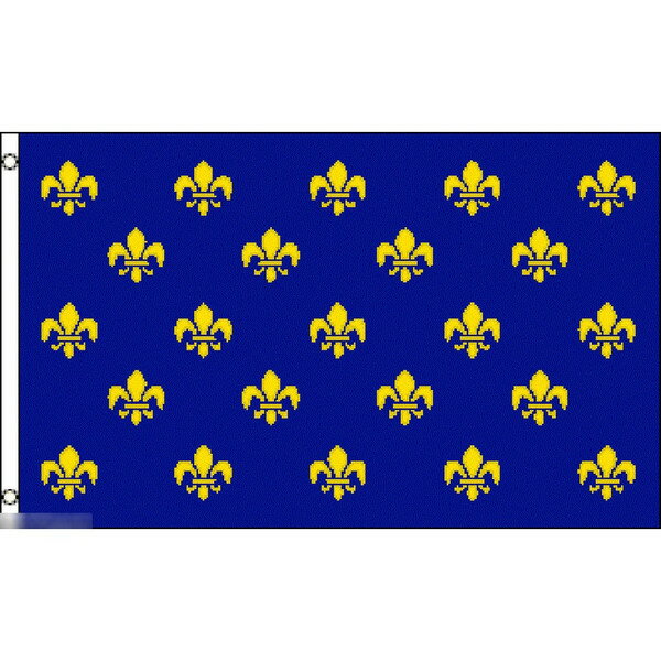【送料無料】 国旗 フランス王国 紋章 フルール・ド・リス ユリ アヤメ 150cm × 90cm 特大 フラッグ 【受注生産】