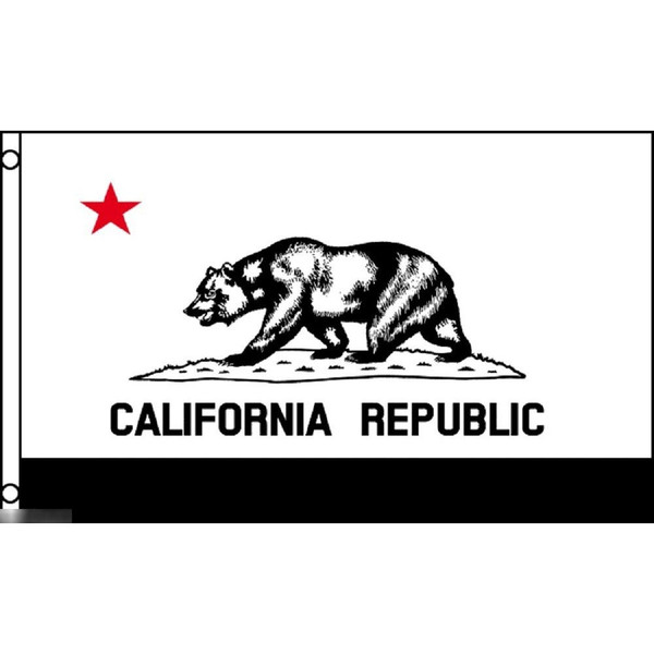 【送料無料】 国旗 カリフォルニア州 アメリカ合衆国 州旗 白黒 モノクロ レアカラー 150cm × 90cm 特大 フラッグ 【受注生産】