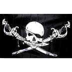 【送料無料】 国旗 海賊旗 パイレーツ スカル サーベル 150cm × 90cm 特大 フラッグ 【受注生産】