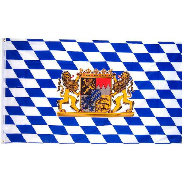 【送料無料】 国旗 ドイツ バイエルン州 州旗 紋章入り 150cm × 90cm 特大 フラッグ 【受注生産】