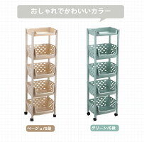 ワゴンキャスター付きスリム5段プラスチック隙間収納キッチンラック野菜ストッカーバスケットラック収納棚ランドリー台所洗面所クローゼットキッチン小物おもちゃ整理棚北欧おしゃれ錆びない軽量幅37.5奥行32