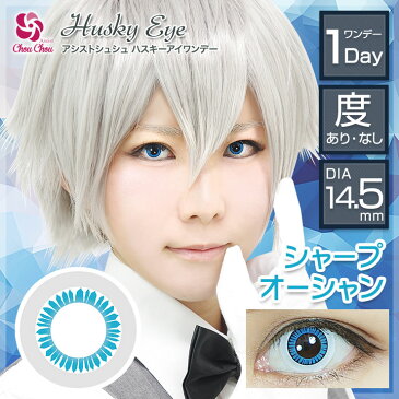 カラコン アシストシュシュ ハスキーアイ ワンデー 【1箱6枚入】 ハロウィン 度あり 度なし 14.5mm Husky Eye コスプレ 仮装 1day コンタクト 新色