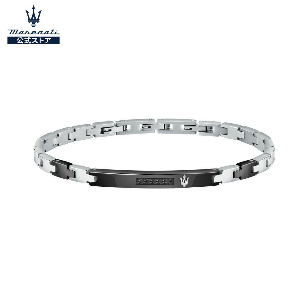 ڥޥåƥMaserati Jewels 220mm  ƥ쥹  ֥쥹åȡС & ֥åJM521ATY10 (Ĵǽ) Maserati Jewels 220mm Men's Stainless Steel Diamond Bracelet, Silver & Black, JM521ATY10 (Adjustable)