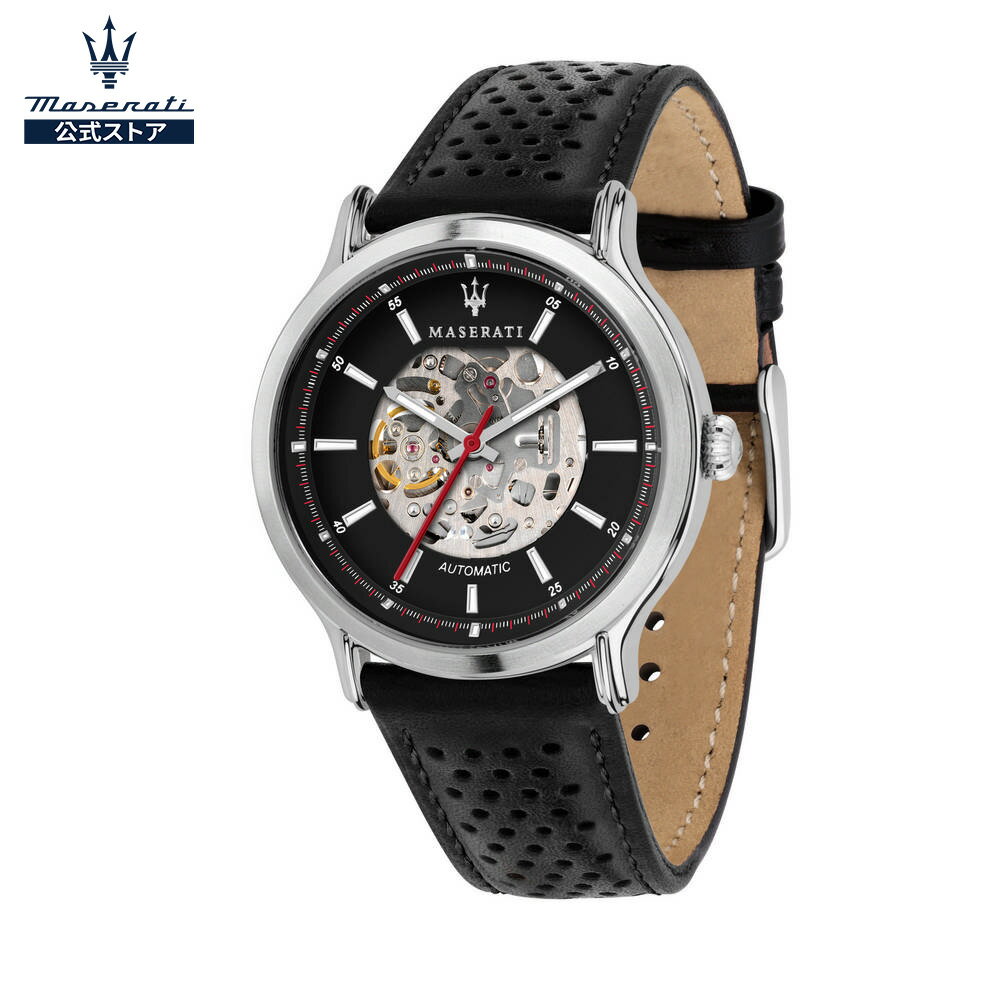 【マセラッティ公式】マセラティ レジェンド 42mm ブラック レザー メンズ 自動巻き 腕時計 R8821138001 Maserati Legend 42mm Black Leather Men's Automatic Watch R8821138001