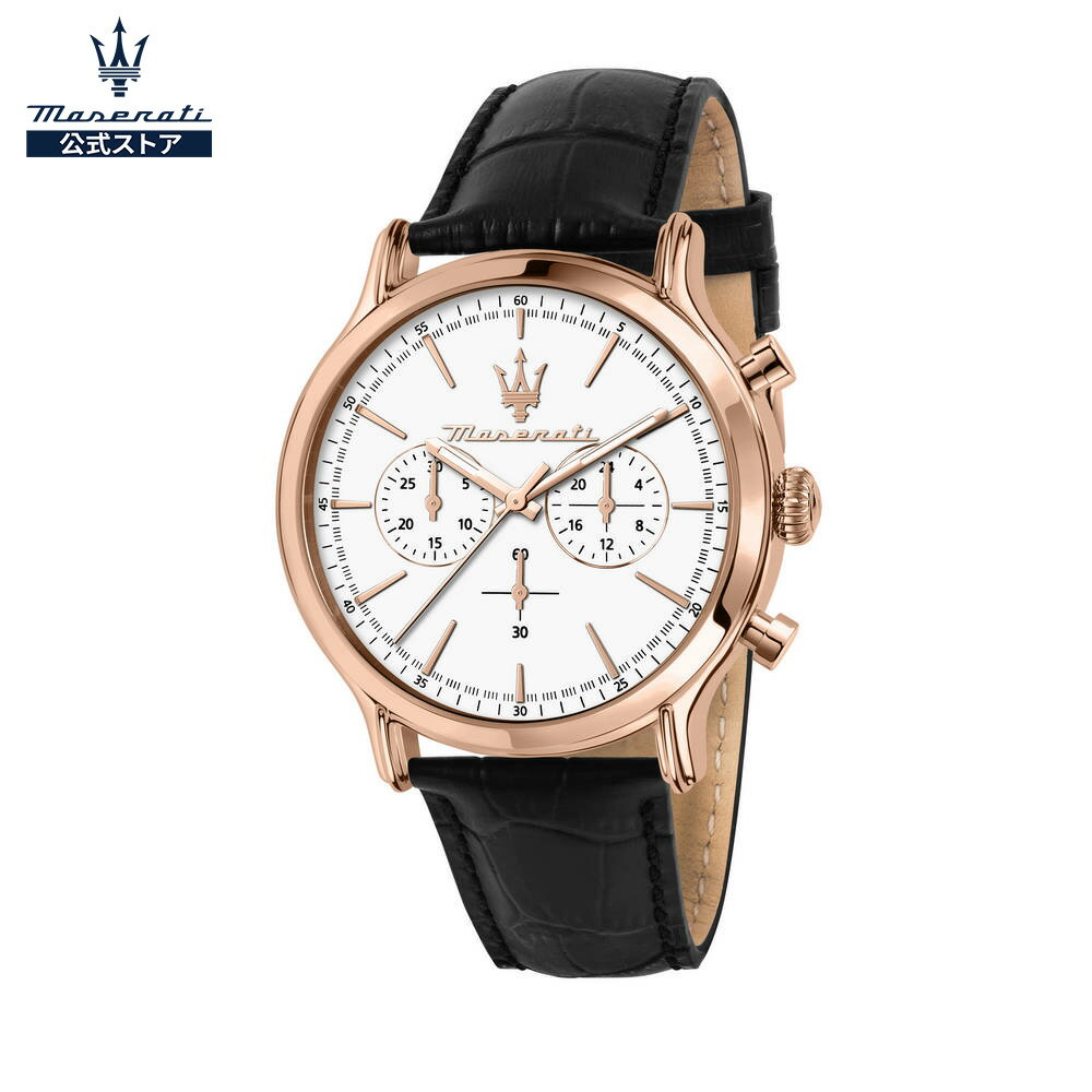 【マセラッティ公式】マセラティ エポカ 42mm ホワイトシルバーダイヤル メンズ クロノグラフ クォーツ時計 R8871618016 夜光針付き Maserati Epoca 42mm White Silver Dial Men's Chronograph Quartz Watch R8871618016 With Luminous Hands