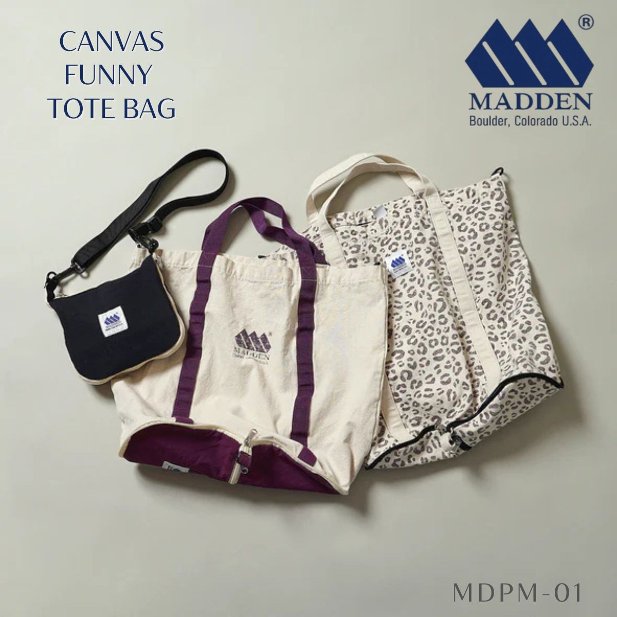 樂天商城 - MADDEN メデン メンズ レディース キャンバス ファニートートバッグ パッカブル レオパード 2way ショルダーバッグ アウトドア マルシェバッグ MDPM-01