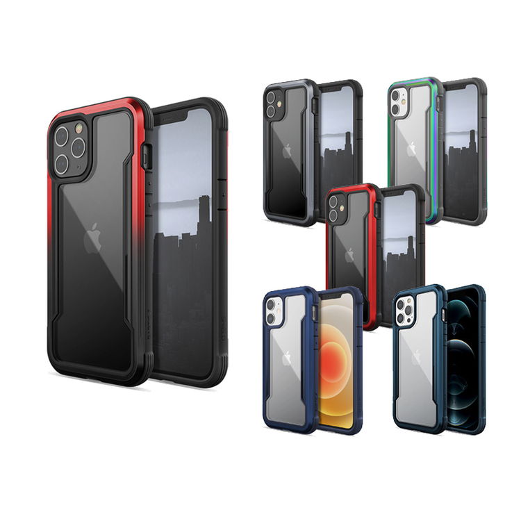 iPhone12mini iPhone12Pro iPhone12 iPhone12ProMax ケース 耐衝撃 クリア 米軍 MIL 規格 取得 携帯ケース アルミ × PC × TPU 衝撃 吸収 透明 メタル ハード カバー 対衝撃 スマホケース Qi ワイヤレス 充電 対応 RAPTIC Shield お取り寄せ