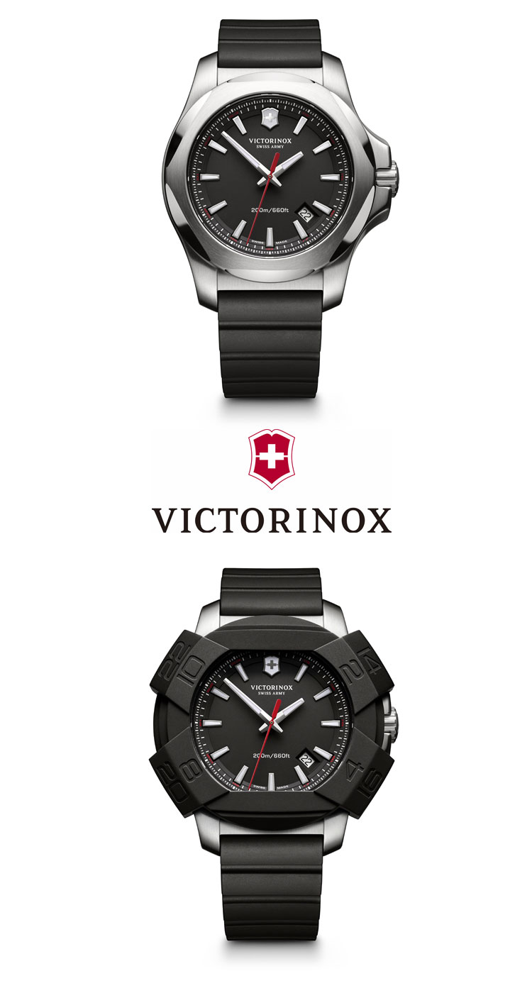 ビクトリノックス 時計 腕時計 防水 メンズ VICTORINOX I.N.O.X. イノックス 正規品 ウォッチ ラバー ベルト バンド ステンレススチール スイス ブランド アウトドア キャンプ レジャー 登山 黒 ブラック シルバー 241682.1 OTTD