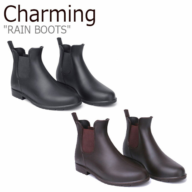 `[~O Cu[c Charming Y fB[X Rain Boots C u[c BLACK ubN BROWN uE RAIN3N V[Y