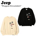 ジープ トレーナー Jeep メンズ レディース Wappen Sweatshirt ワッペン スウェットシャツ 起毛なし BEIGE ベージュ BLACK ブラック JM4TSU847BE/BK ウェア