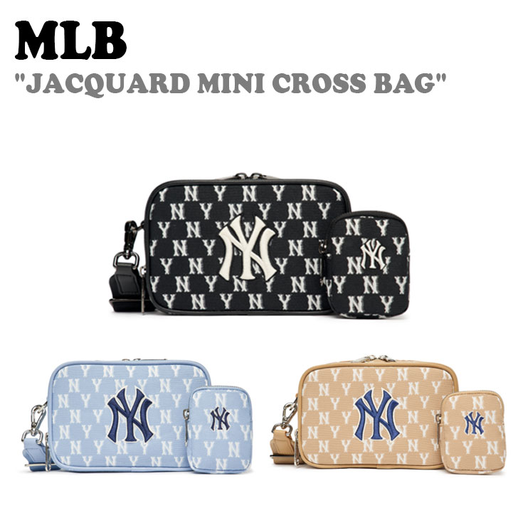 エムエルビー クロスバッグ MLB メンズ レディース JACQUARD MINI CROSS BAG ジャカード ミニクロスバッグ BLACK ブラック BEIGE ベージュ BLUE ブルー 3ACRS022N-50BKS/BGD/BLL バッグ