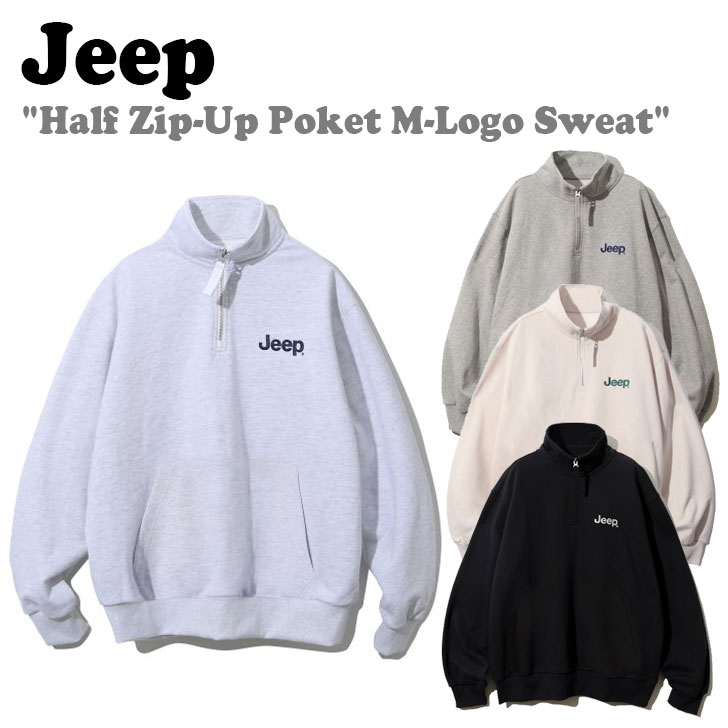 ジープ トレーナー Jeep メンズ レディース Half Zip-Up Poket M-Logo Sweat ハーフ ジップアップ ポケット マウンテン ロゴ スウェットシャツ 全4色 JN5TSU832BK/MW/MG/IV ウェア