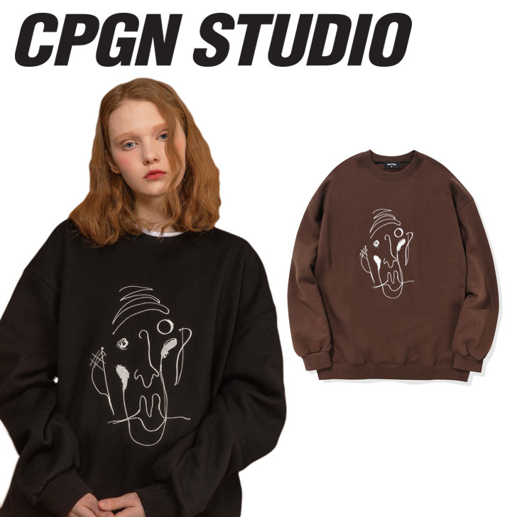 コンパーニョ トレーナー CPGN STUDIO_COMPAGNO 正規販売店 メンズ レディース MTM PIERROT EMBROIDERY HEAVY OVERFIT ピエロ エンブロイダリー ヘビー オーバーフィット BLACK ブラック BROWN ブラウン FW8811215/8 長袖 ウェア DEAL