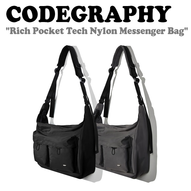 コードグラフィー クロスバッグ CODEGRAPHY メンズ レディース Rich Pocket Tech Nylon Messenger Bag リッチ ポケット テック ナイロン メッセンジャーバッグ BLACK ブラック CHARCOAL チャコール CBCS1BS005CH/BK バッグ