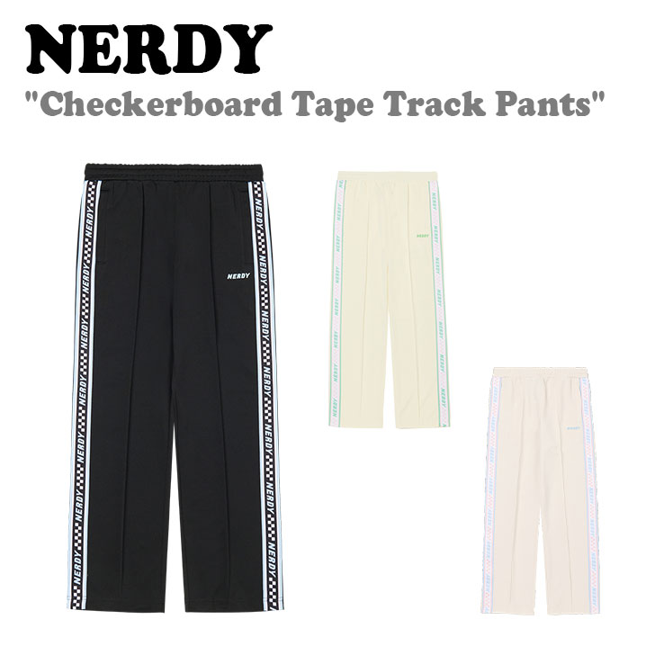 Υǥ ܥȥॹ NERDY  ǥ Checkerboard Tape Track Pants åܡ ơ ȥå ѥ BLACK ֥å CREAM ꡼ LIGHT YELLOW 饤  Υǥ PNES23KB0201/02/37 