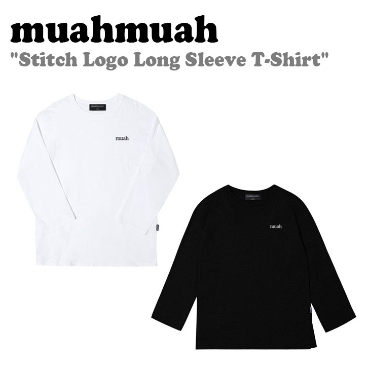 ムアムア ロンT muahmuah ムーアムーア レディース Stitch Logo Long Sleeve T-Shirt ステッチ ロゴ ロングスリーブ Tシャツ WHITE ホワイト BLACK ブラック MUT23128 ウェア