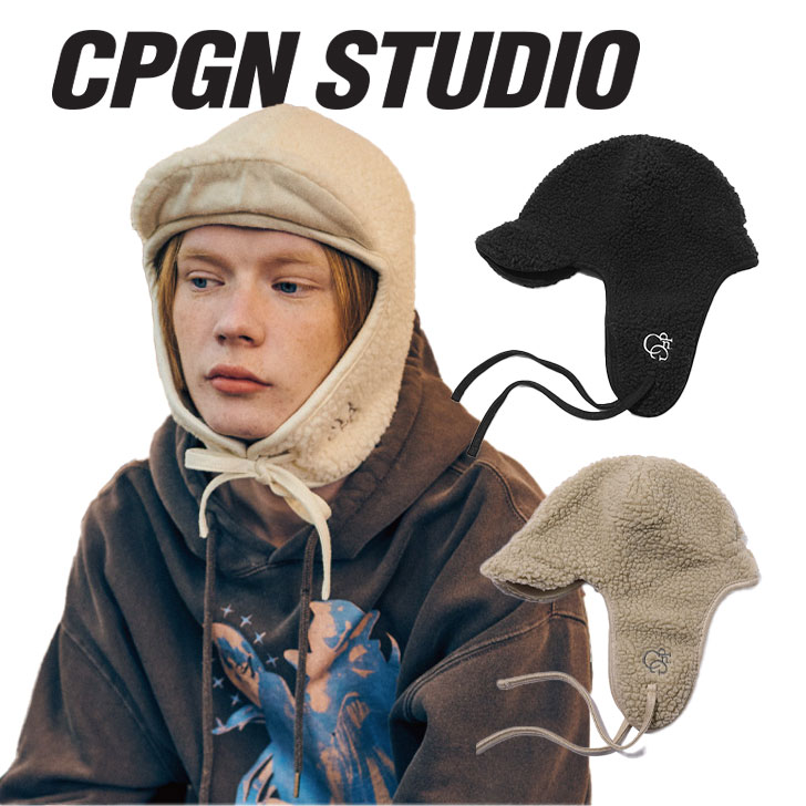 コンパーニョ イヤーフラップ CPGN STUDIO_COMPAGNO 正規販売店 メンズ レディース Logo Trooper Fleece Earflap ロゴ トゥルーパー フリースイヤーフラップ BLACK ブラック BEIGE ベージュ CREAM クリーム C23FZ19/21 ACC