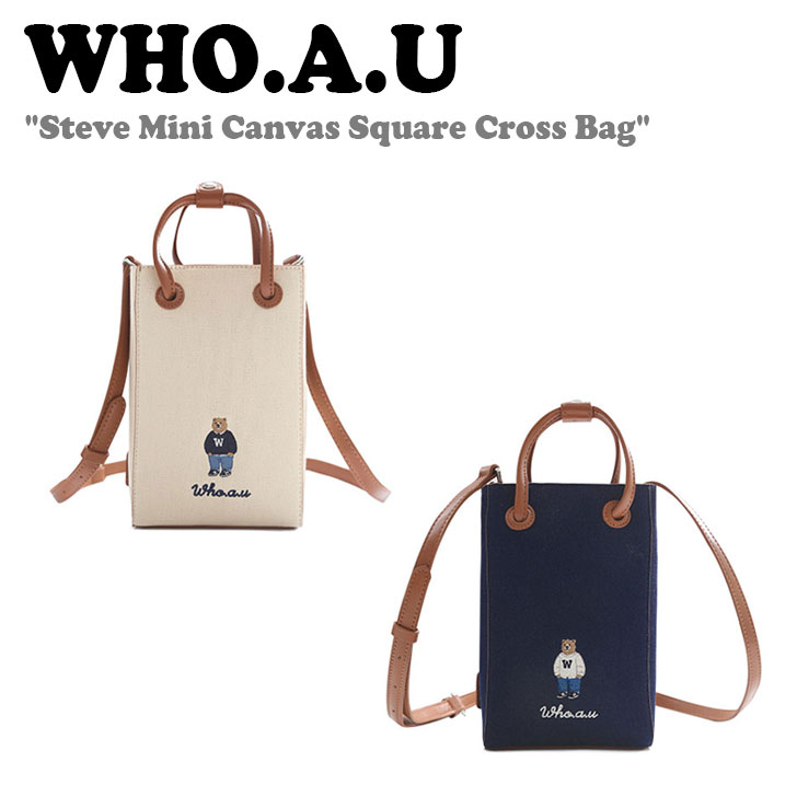 フーアーユー クロスバッグ WHO.A.U レディース Steve Mini Canvas Square Cross Bag スティーブ ミニ キャンバス スクエア クロスバッグ IVORY アイボリー NAVY ネイビー WHBGD3812A バッグ