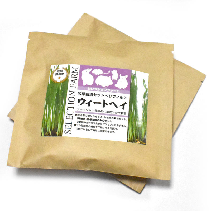 [栽培期限：2025/5/31][正規品][2個セット] イースター　セレクションファーム　牧草栽培セット リフィル　ウィートヘイ生牧草　種＋土　うさぎ　モルモット　チンチラ　ハムスター　草食　小動物　おいしい　おやつ　若葉　栽培キット　小麦　SELECTION FARM