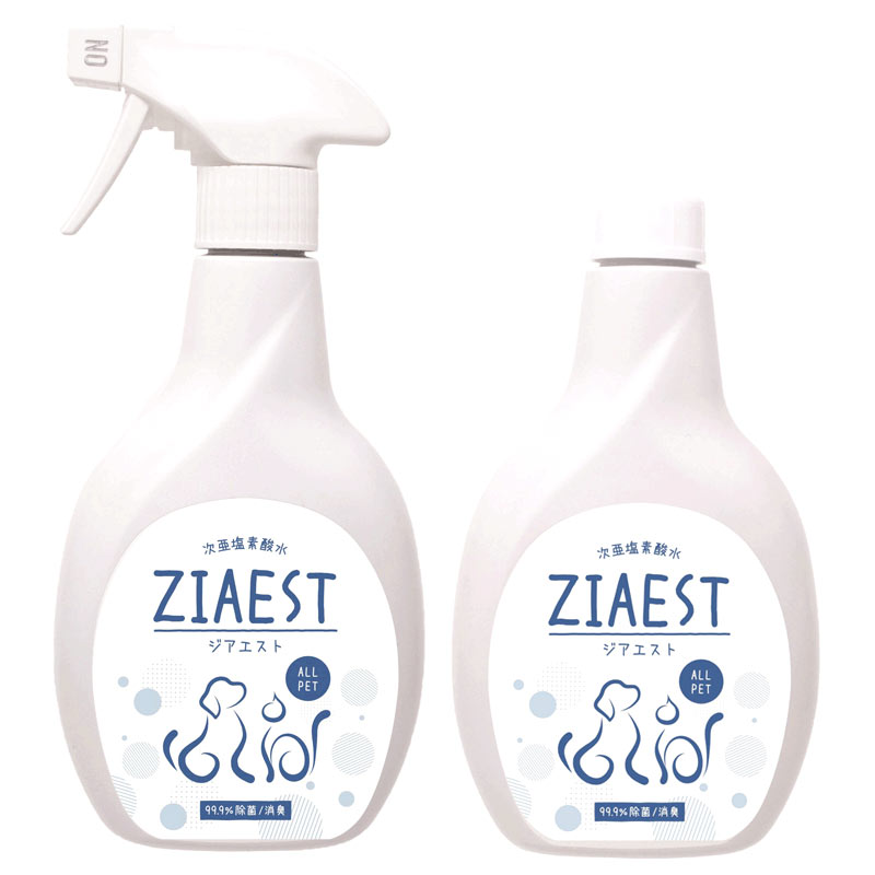 ペッツバリュー　消臭除菌剤　ジアエスト　本体 400ml＋付替え 400ml　オールペット次亜塩素酸水　弱酸性　日本製　国産　犬　猫　うさぎ　モルモット　小動物　速効　ウイルス　除菌　消臭　ZIAEST　ALL PET