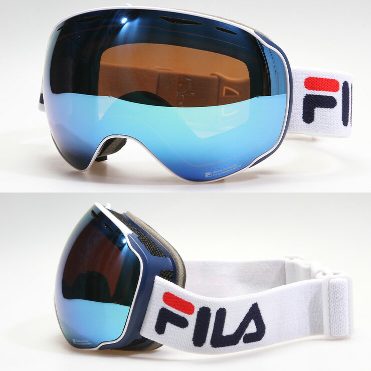 【10日のみ使える最大2500円クーポン有】FILA フィラ スノーボード ゴーグル FG1201J-2 [BLUE WHITE] BROWN.BLUE mirror ゴーグル 球面 スキー ゴーグル
